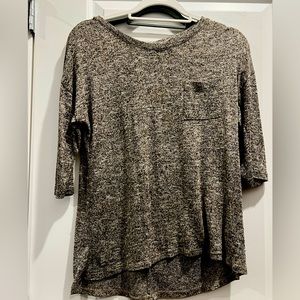 Gold Heather 3/4 Sleeve High Low Top (M&S Collection)